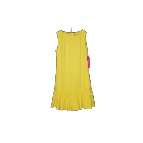 NWT Betsey Johnson Yellow New Spring Sun Scuba Crepe Dress FLO6K29 Sleeveless 6 - Picture 2 of 10
